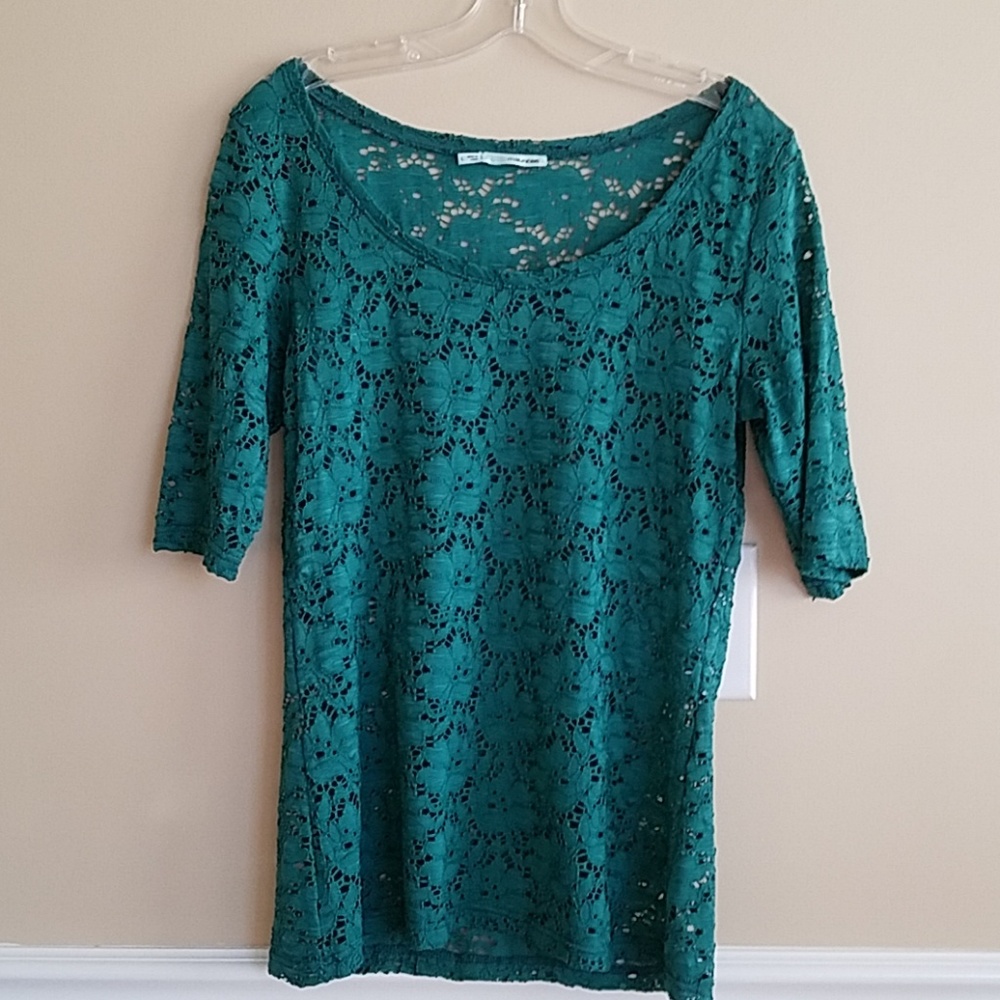 Green wide neck blouse